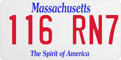 MA license plate 116RN7