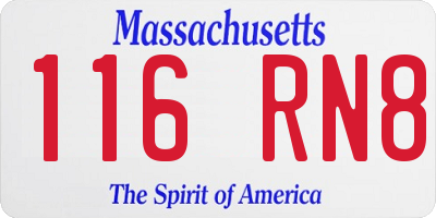 MA license plate 116RN8