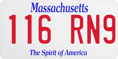 MA license plate 116RN9