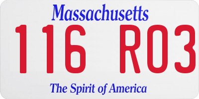 MA license plate 116RO3