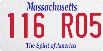 MA license plate 116RO5