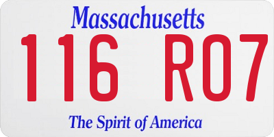 MA license plate 116RO7