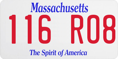 MA license plate 116RO8