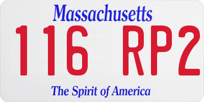 MA license plate 116RP2