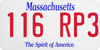 MA license plate 116RP3