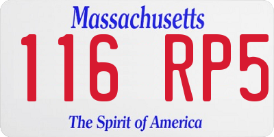 MA license plate 116RP5