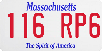 MA license plate 116RP6