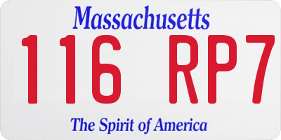 MA license plate 116RP7