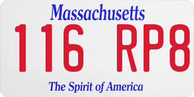 MA license plate 116RP8