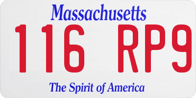 MA license plate 116RP9