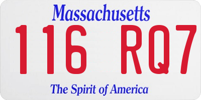 MA license plate 116RQ7