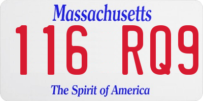 MA license plate 116RQ9