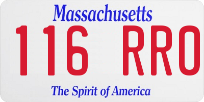 MA license plate 116RR0
