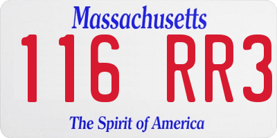 MA license plate 116RR3