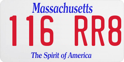 MA license plate 116RR8