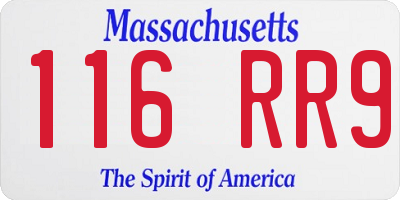 MA license plate 116RR9