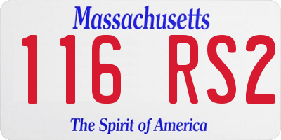 MA license plate 116RS2