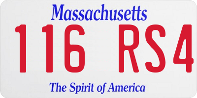 MA license plate 116RS4