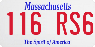 MA license plate 116RS6