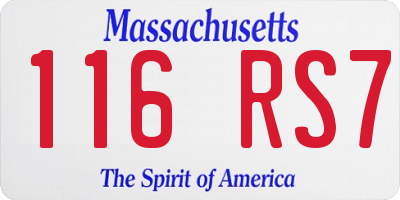 MA license plate 116RS7