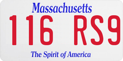 MA license plate 116RS9