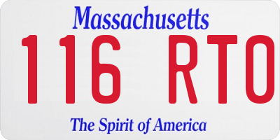 MA license plate 116RT0