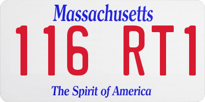 MA license plate 116RT1
