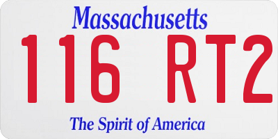 MA license plate 116RT2