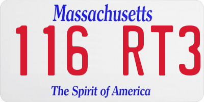 MA license plate 116RT3