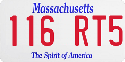 MA license plate 116RT5