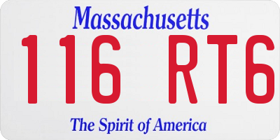 MA license plate 116RT6