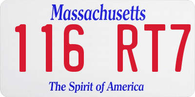 MA license plate 116RT7