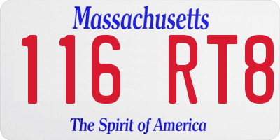 MA license plate 116RT8