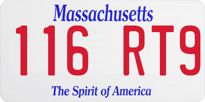 MA license plate 116RT9