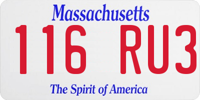 MA license plate 116RU3