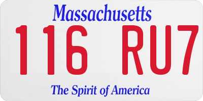 MA license plate 116RU7