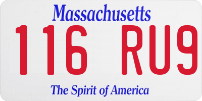MA license plate 116RU9