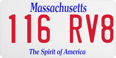 MA license plate 116RV8