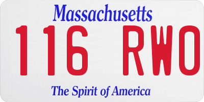 MA license plate 116RW0