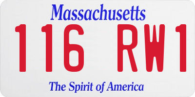 MA license plate 116RW1