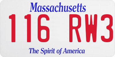 MA license plate 116RW3