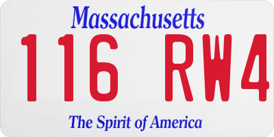 MA license plate 116RW4