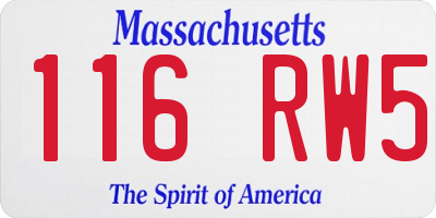 MA license plate 116RW5