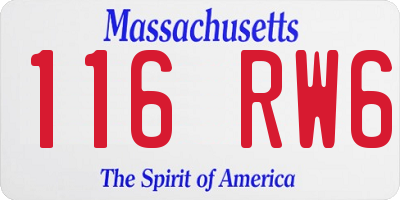 MA license plate 116RW6