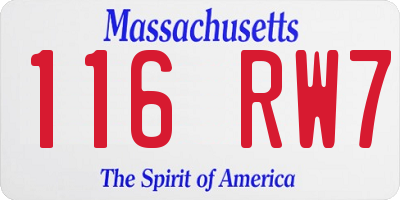 MA license plate 116RW7