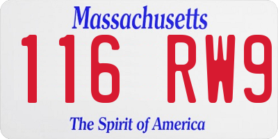 MA license plate 116RW9