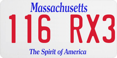 MA license plate 116RX3