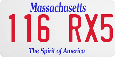 MA license plate 116RX5