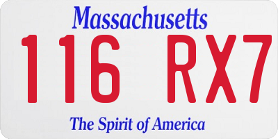 MA license plate 116RX7