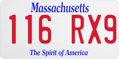 MA license plate 116RX9